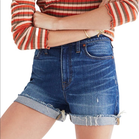 Madewell High Rise Cuffed Denim Jean Shorts Glen Oaks Blue 26 - Picture 3 of 7